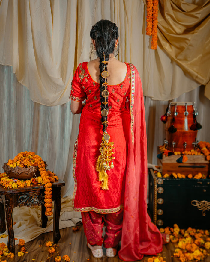 Scarlet Red Zardozi embroidery Salwar Set - Image 3