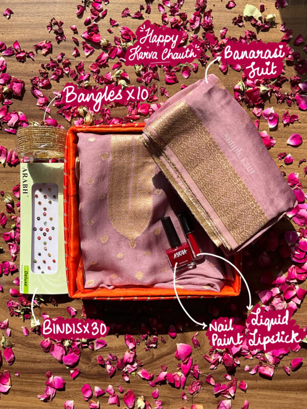 Mauve Banarasi Suit Festive & Karva Chauth Hamper