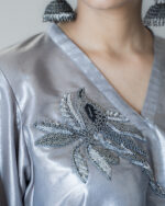 Steel Grey Tissue Zari Palazzo Set - Image 4