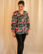 Lotus print double breasted shirt - Image 2