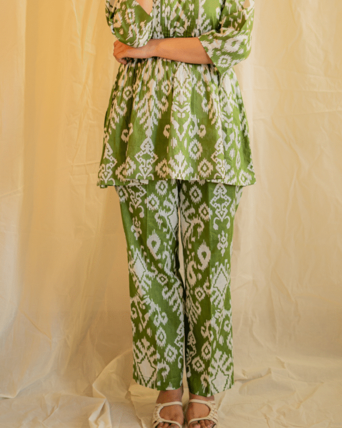 olive ikkat co-ord set - Image 2