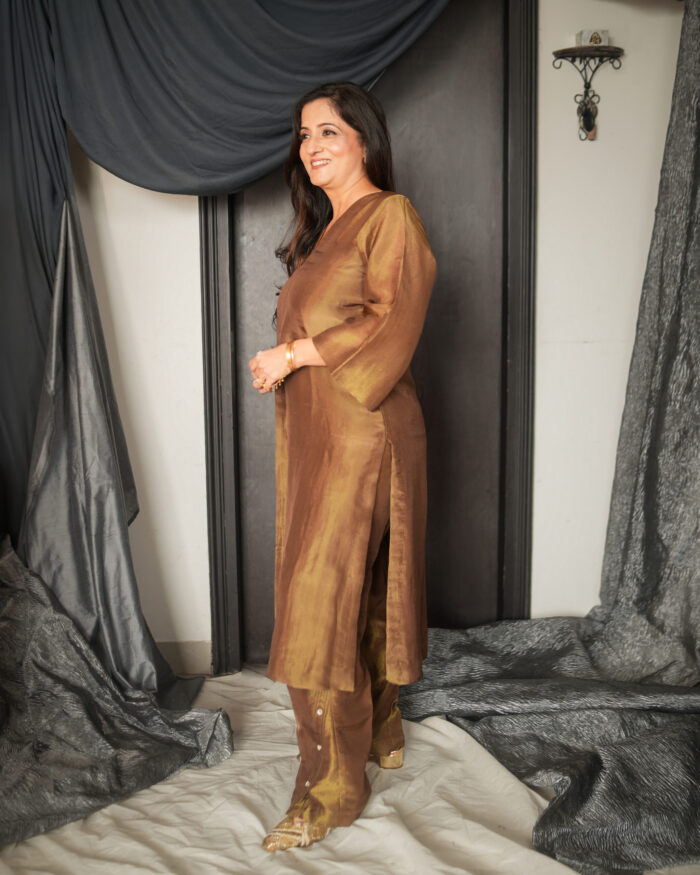 Metallic Toffee Bronze Festive Co-ord Set - Image 1