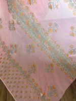 Baby Pink Hand Block Printed Unstitched Suit - Image 3