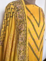 Mustard Yellow Hand Block Printed Unstitched Suit - Image 4
