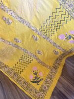 Mustard Yellow Hand Block Printed Unstitched Suit - Image 3