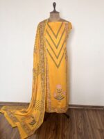 Mustard Yellow Hand Block Printed Unstitched Suit - Image 2