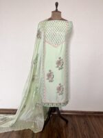 Frosted Lime Hand Block Printed Unstitched Suit - Image 2