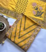 Mustard Yellow Hand Block Printed Unstitched Suit