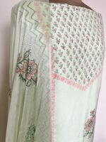 Frosted Lime Hand Block Printed Unstitched Suit - Image 3