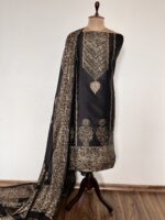 Black Hand Block Printed Unstitched Suit - Image 2