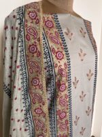 Grey Hand Block Printed Unstitched Suit - Image 3