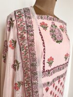 Crystal Rose Hand Block Printed Unstitched Suit - Image 4