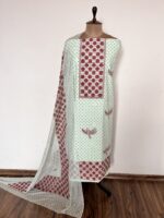 Mint Hand Block Printed Unstitched Suit - Image 2