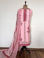 Pink Hand Block Printed Unstitched Suit - Image 2