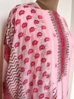 Pink Hand Block Printed Unstitched Suit - Image 4