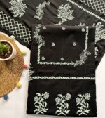 Black Hand Block Printed Unstitched Suit