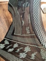 Black Hand Block Printed Unstitched Suit - Image 3