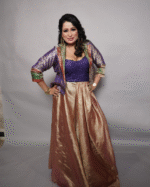 Heirloom Banarasi Jacket with Draped Crushed Tissue  Skirt