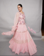 Blush Pink Hand-Embroidered Lehenga Set