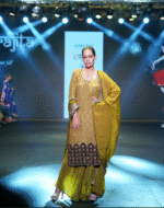 Olive Hand-Embroidered Sharara Set - Image 4