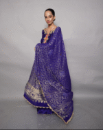 Indigo Purple Pure Silk & Banarasi embroidered Sharara Set - Image 4