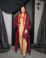 Phulkari Detailed Asymmetrical Burgundy Jacket