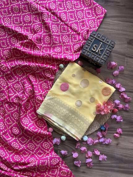 Pink Banarasi Unstitched Suit