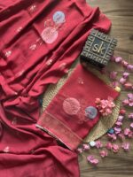 Cherry Red Banarasi Unstitched Suit