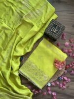 Lime Green Banarasi Unstitched Suit