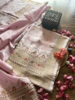 Light Pink Banarasi Unstitched Suit - Image 2
